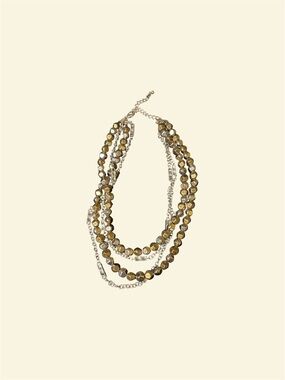 Chico's Layered Gold and Silver Beaded Necklace